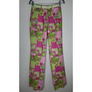 Vintage Lilly Pulitzer Golf Pants Size 0 Pink Green Retro White Label Patchwork